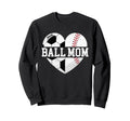 Ball Mom Heart Funny Baseball Sweatshirt - Fun Novelty Design for Adults