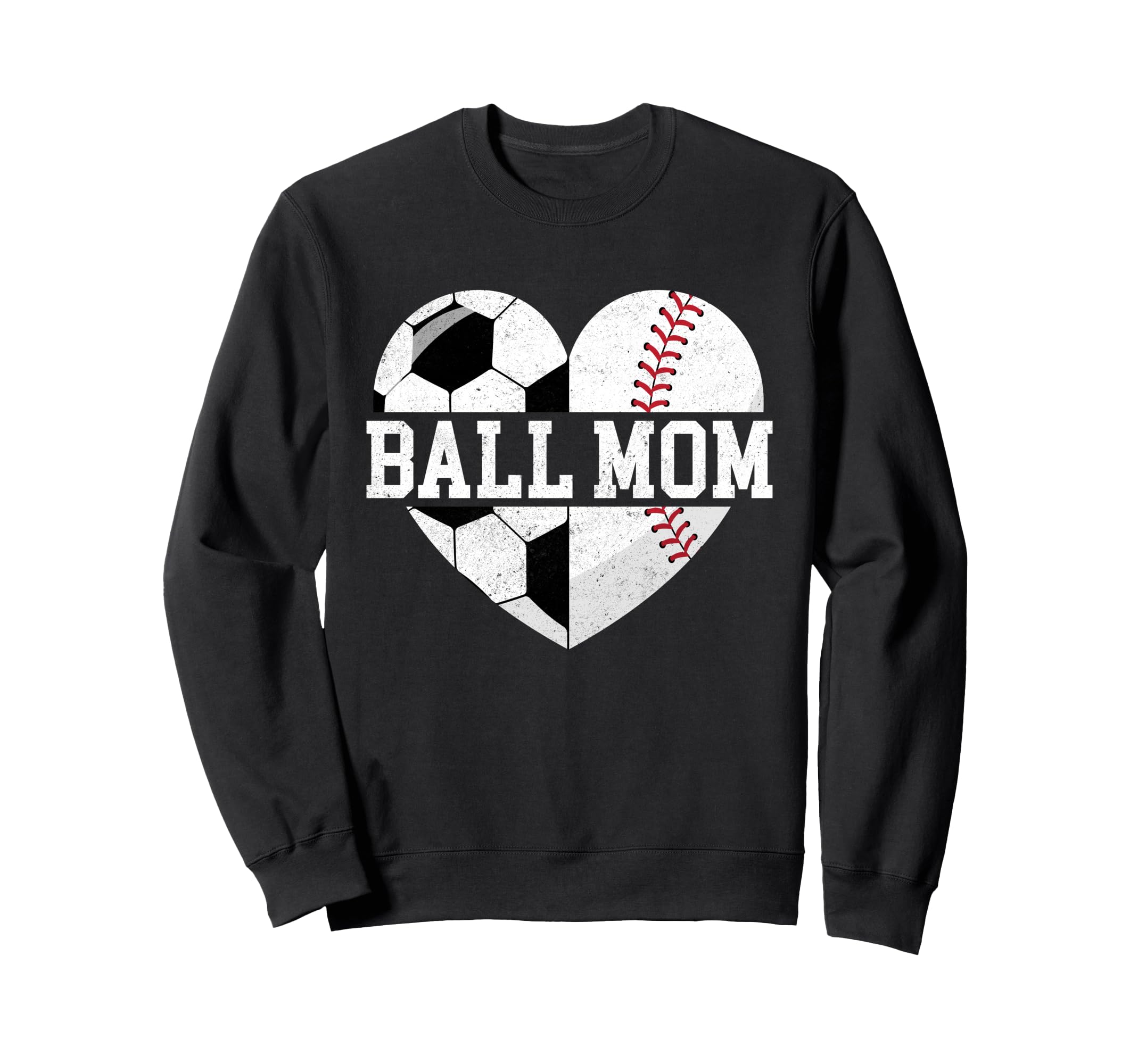 Ball Mom Heart Funny Baseball Sweatshirt - Fun Novelty Design for Adults