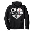 Mom Both Heart Soccer Baseball Sports Hoodie - Unique Graphic for Adults