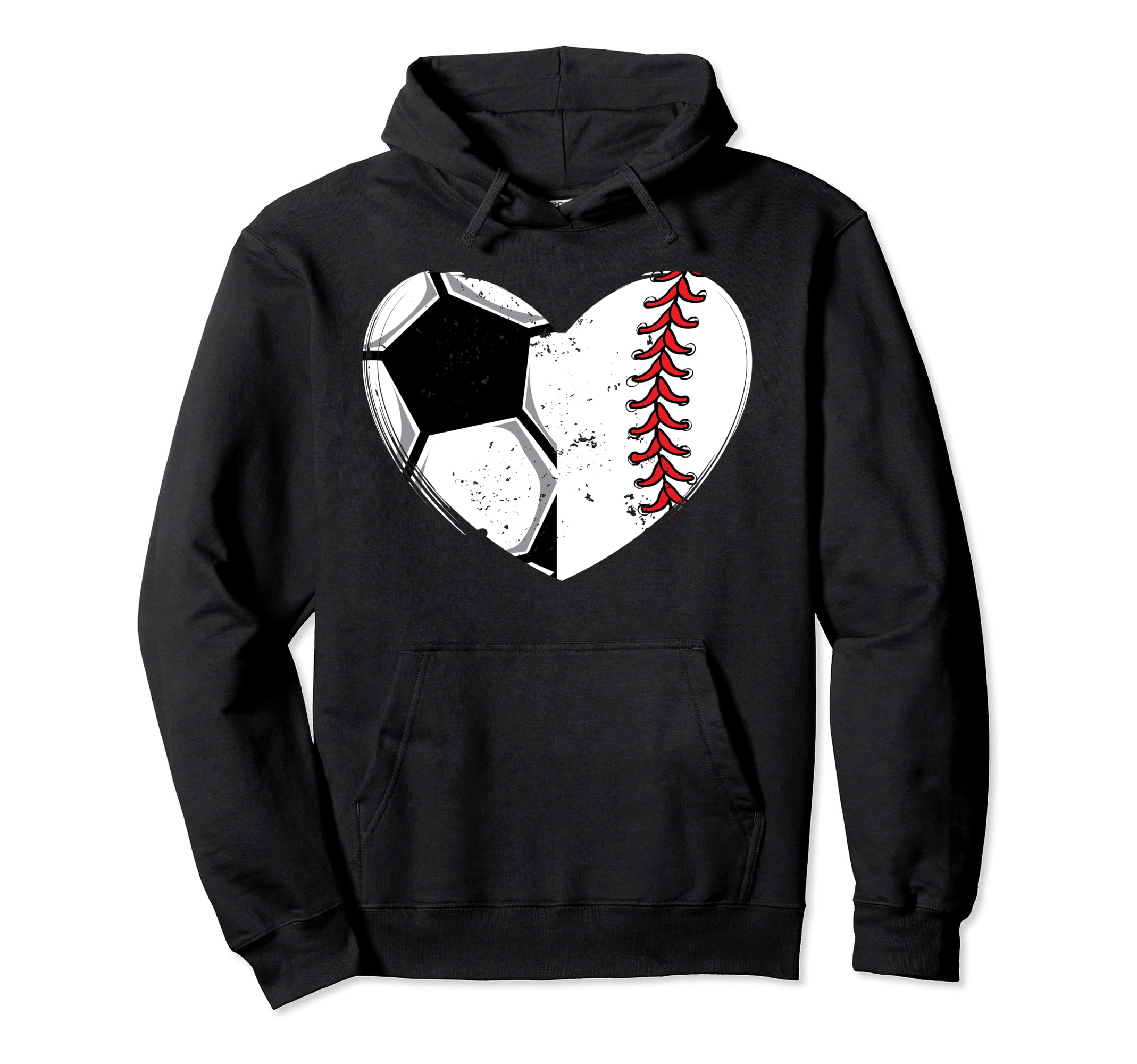Baseball Lover Heart Soccer Player Gift Hoodie - Graphic Print for Adults