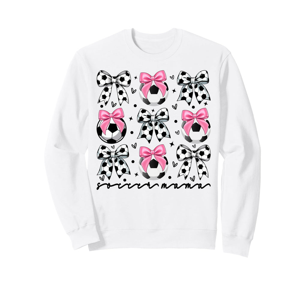 Coquette Soccer Bow Mom Soccer Mama Sweatshirt - Trendy Graphic Unisex