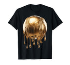 Dripping Gold Drip Baseball Game Day T-Shirt - Graphic Print for Adults