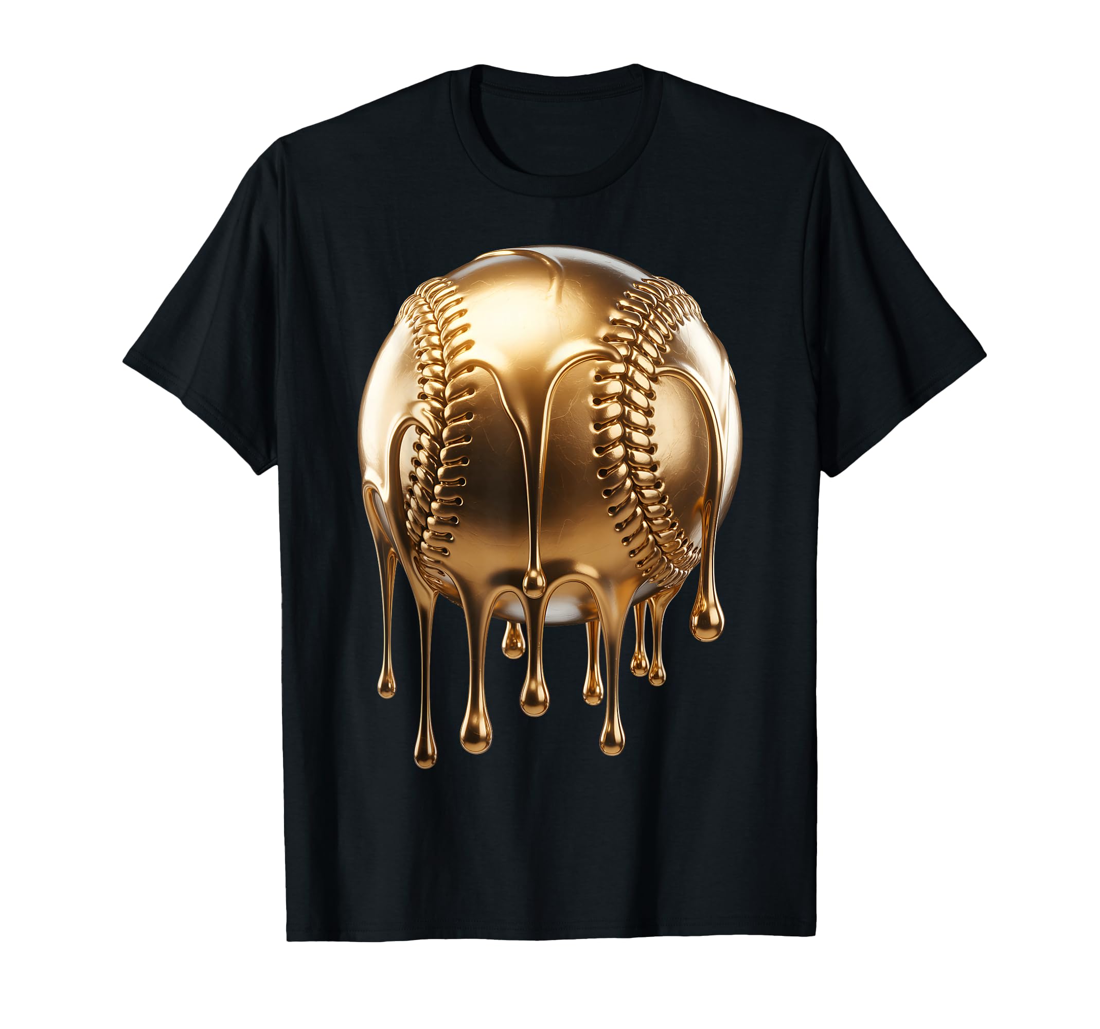 Dripping Gold Drip Baseball Game Day T-Shirt - Graphic Print for Adults