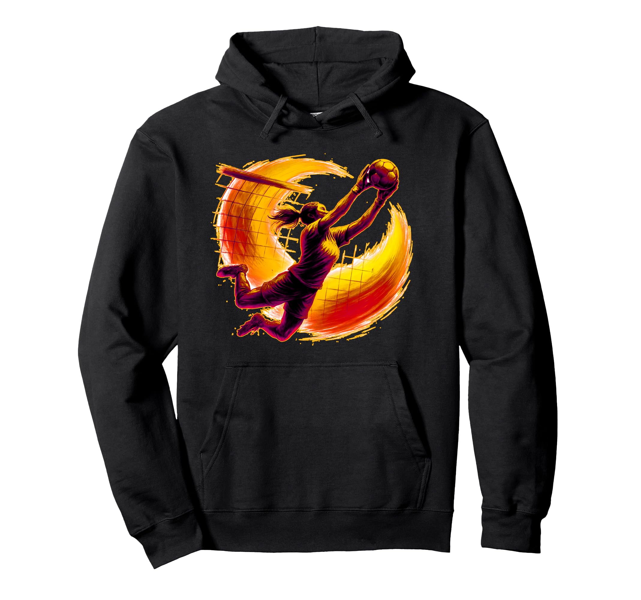 Womens Soccer Goalie Diving To Stop Hoodie - Minimalist Print for Adults