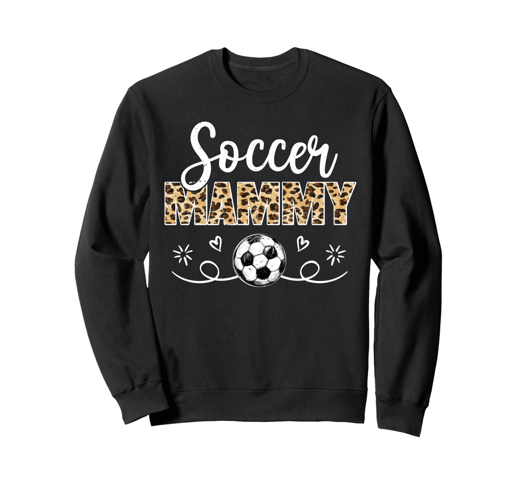 Soccer Mammy Leopard Funny Sweatshirt - Casual Everyday Wear for Adults