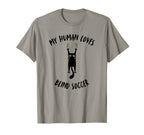 My Human Loves Blind Soccer Cat T-Shirt - Fun Novelty Design Men Women