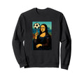 Mona Lisa Loves Soccer Spinning Ball Sweatshirt - Aesthetic Graphic Unisex