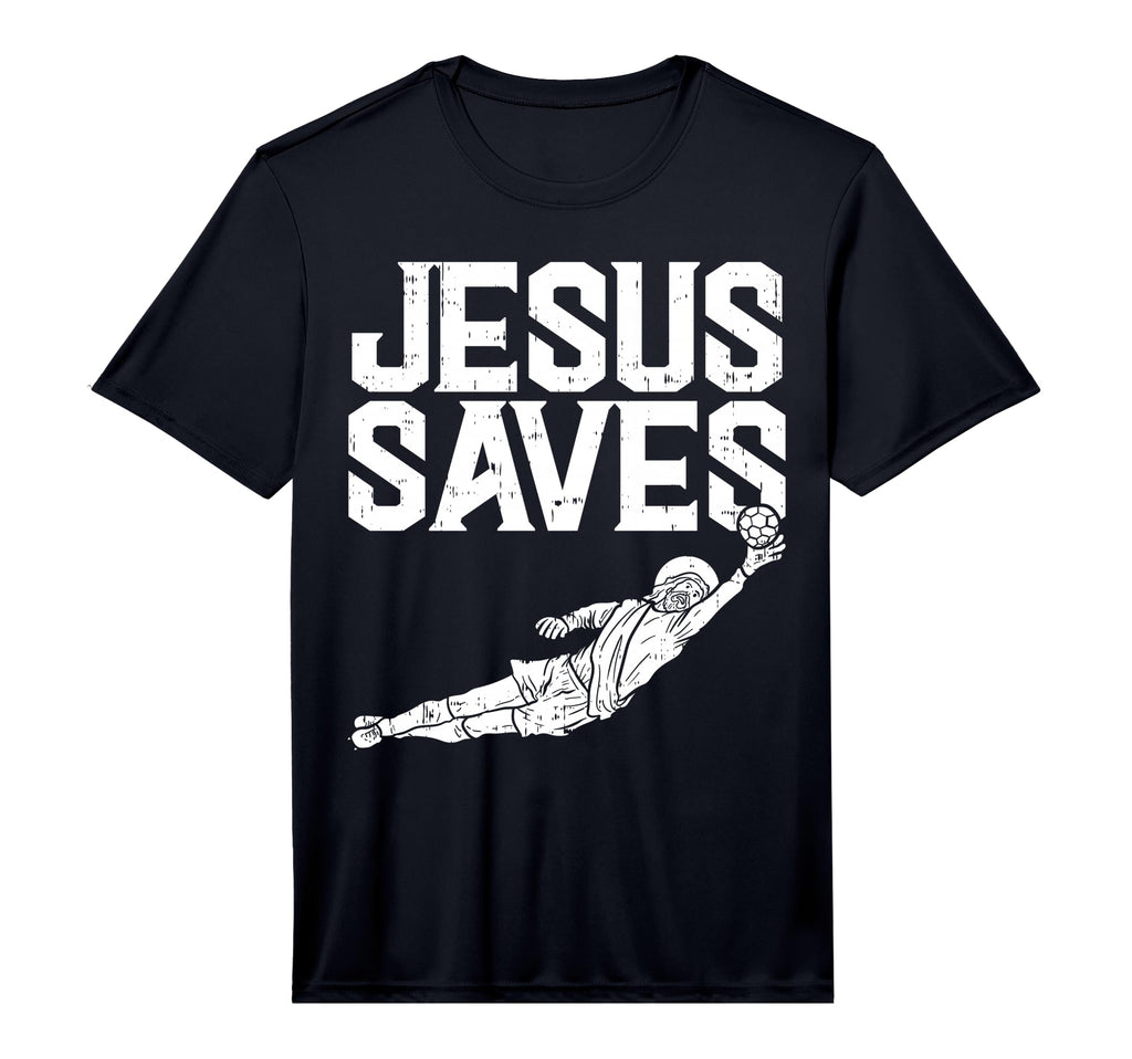 Jesus Saves Soccer Football Goalie Sport T-Shirt - Streetwear Style Unisex