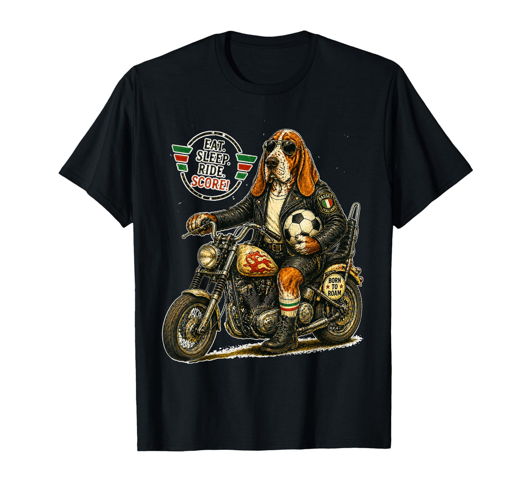 Basset Hound Ride Motorbike Love T-Shirt - Trendy Graphic for Adults