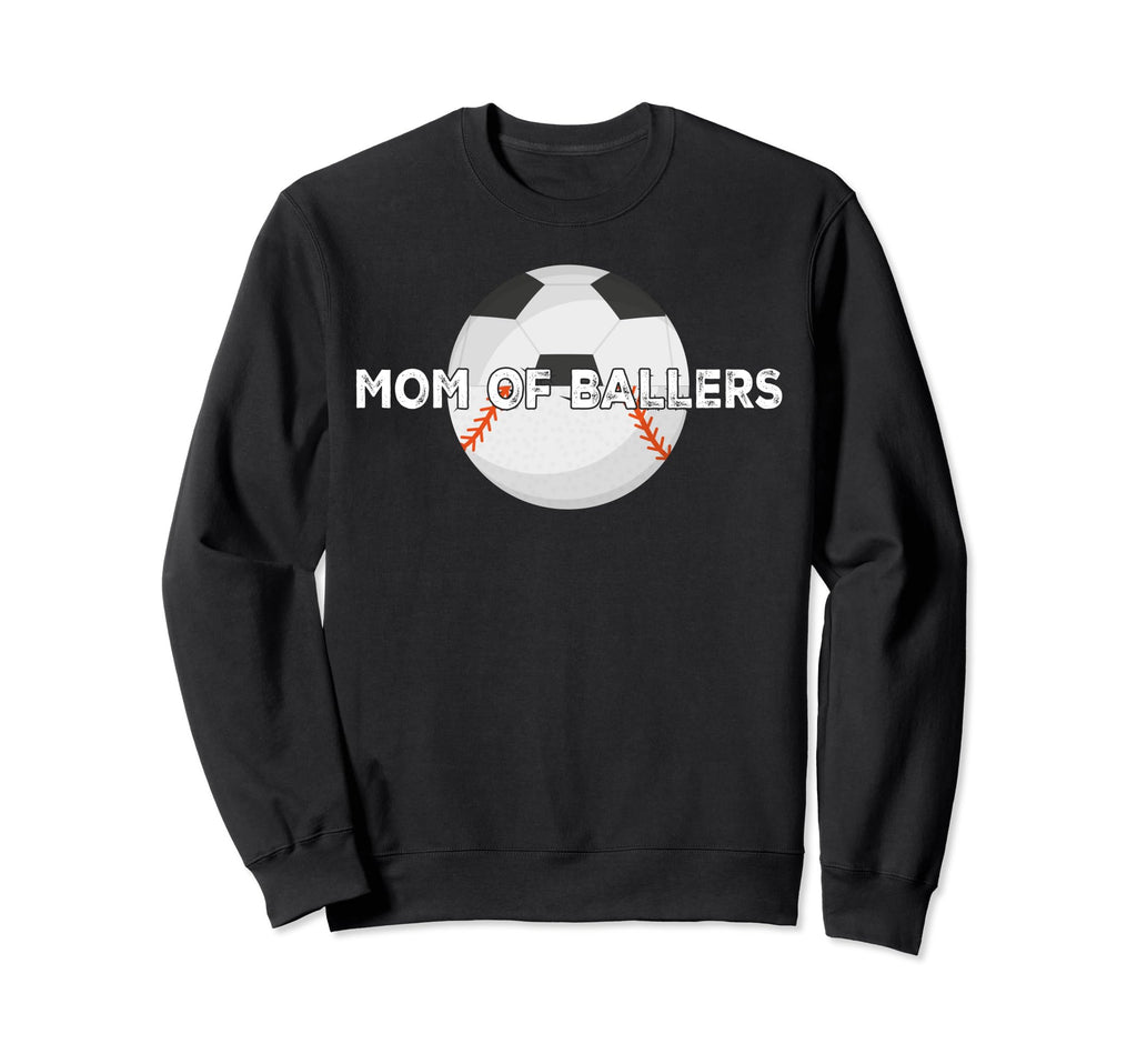 Mom Ballers Soccer Baseball Mother Sweatshirt - Trendy Graphic for Adults