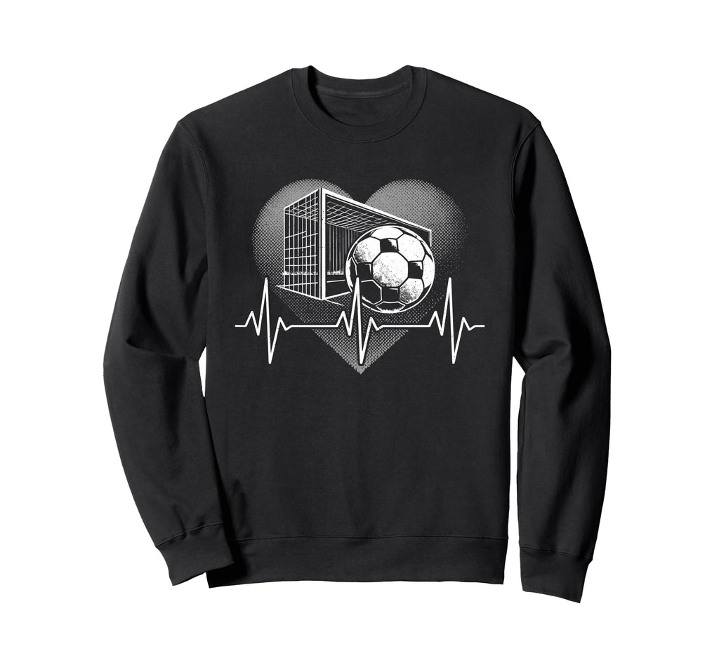 Heartbeat Soccer Player Goal Team Sweatshirt - Unique Graphic Men Women