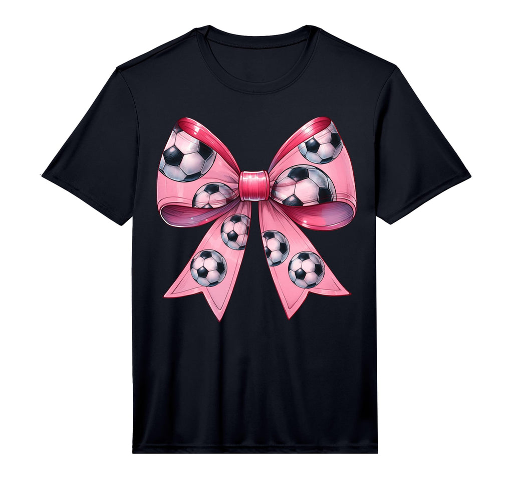 Coquette Bow Soccer Ball Pattern T-Shirt - Casual Everyday Wear for Adults