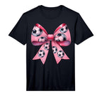 Coquette Bow Soccer Ball Pattern T-Shirt - Casual Everyday Wear for Adults