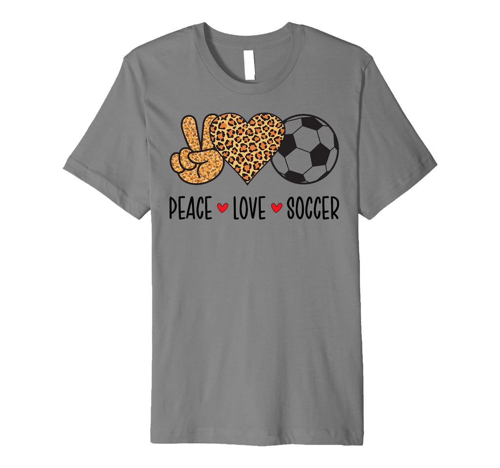 Peace Love Soccer Game Day Soccer T-Shirt - Graphic Print Unisex