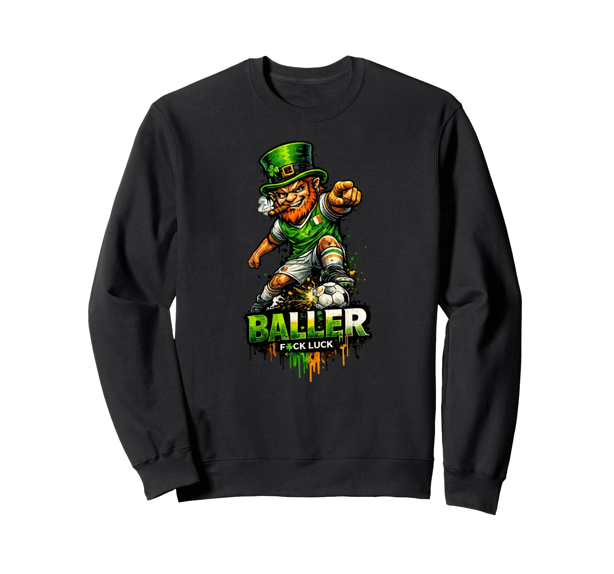Soccer Leprechaun St Patricks Irish Sweatshirt - Trendy Graphic Unisex