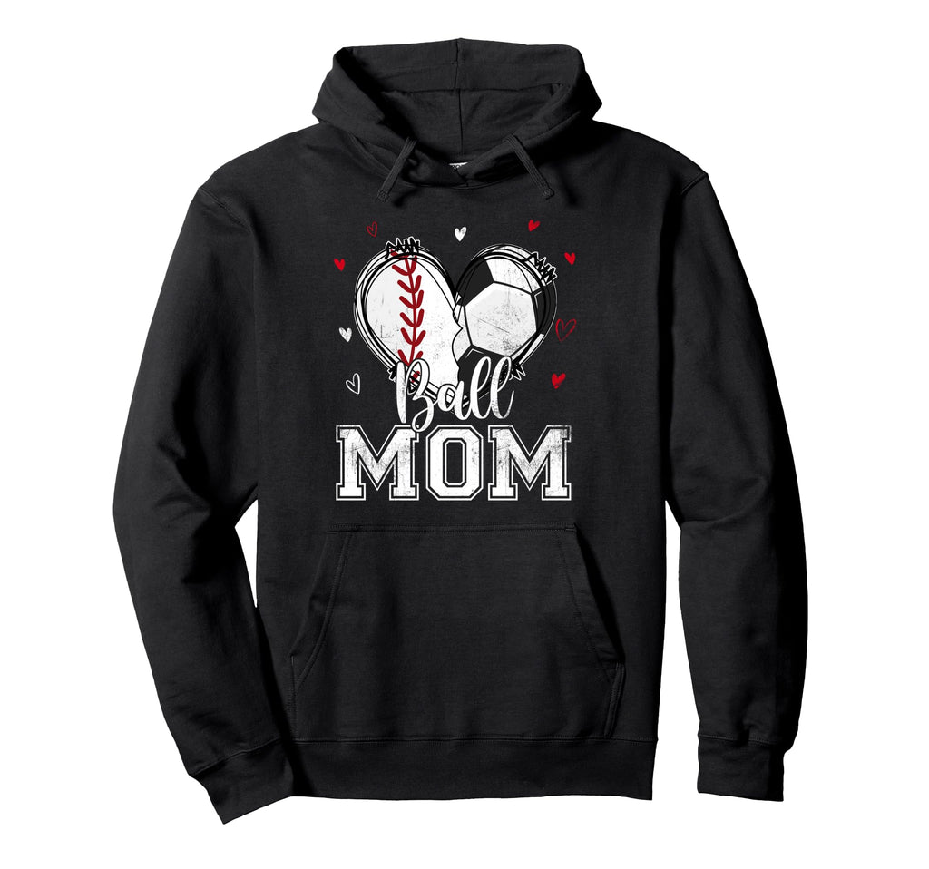 Ball Mom Baseball Soccer Heart Nana Hoodie - Unique Graphic for Adults
