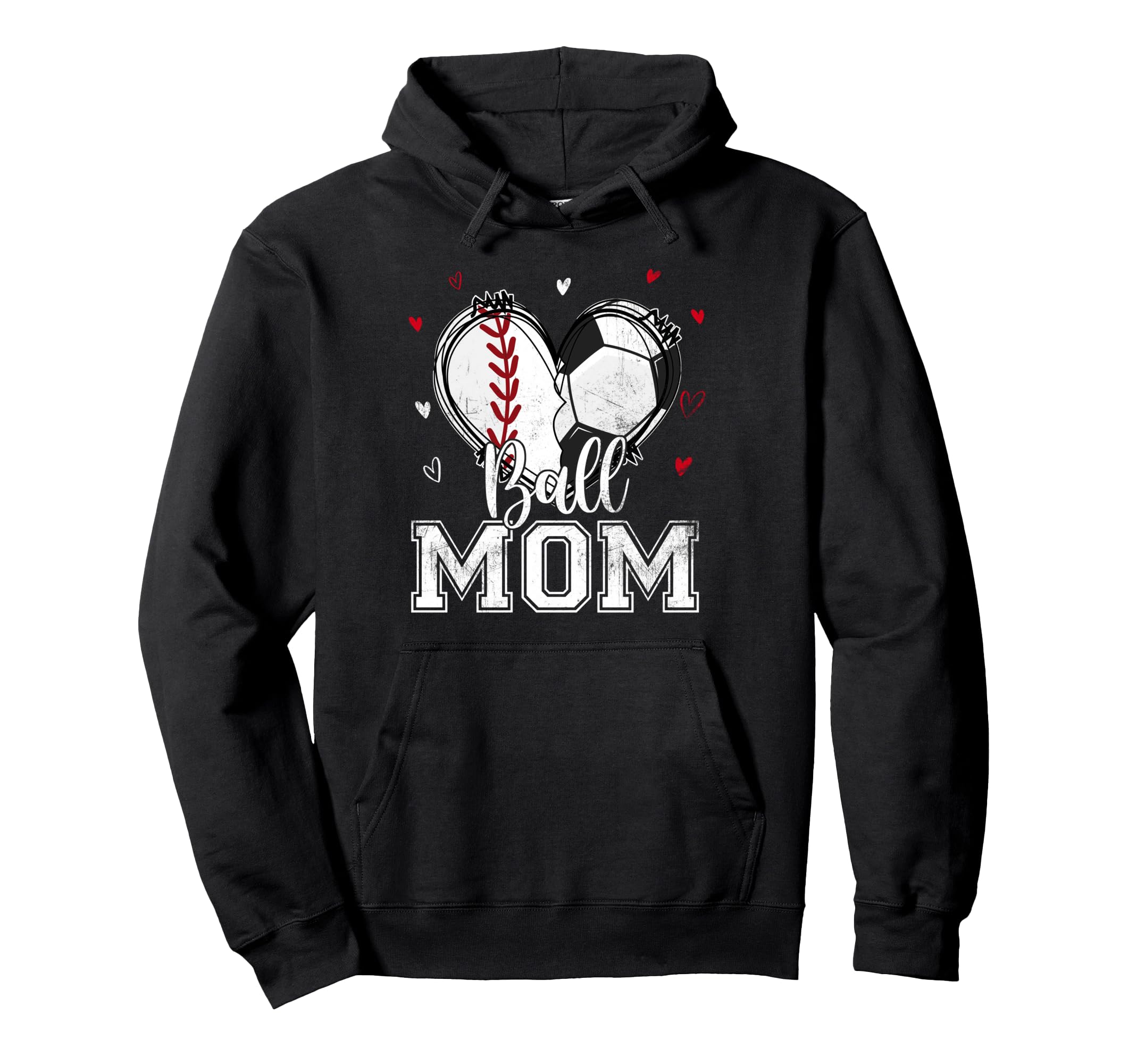 Ball Mom Baseball Soccer Heart Nana Hoodie - Unique Graphic for Adults