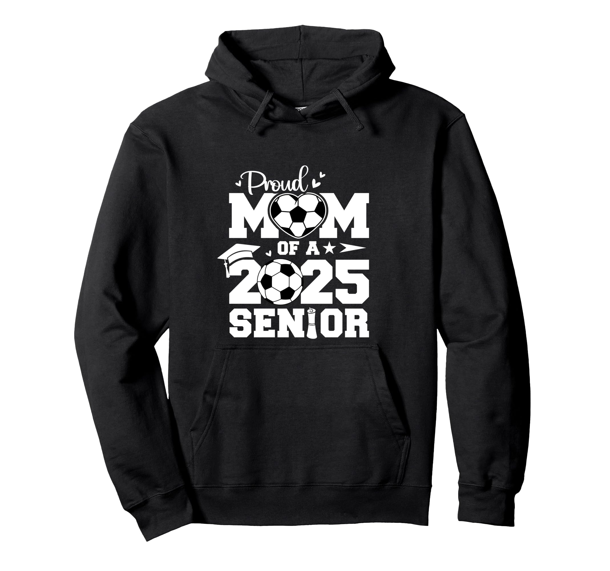 Proud Mom 2025 Senior Soccer Ball Hoodie - Custom Art Print for Adults