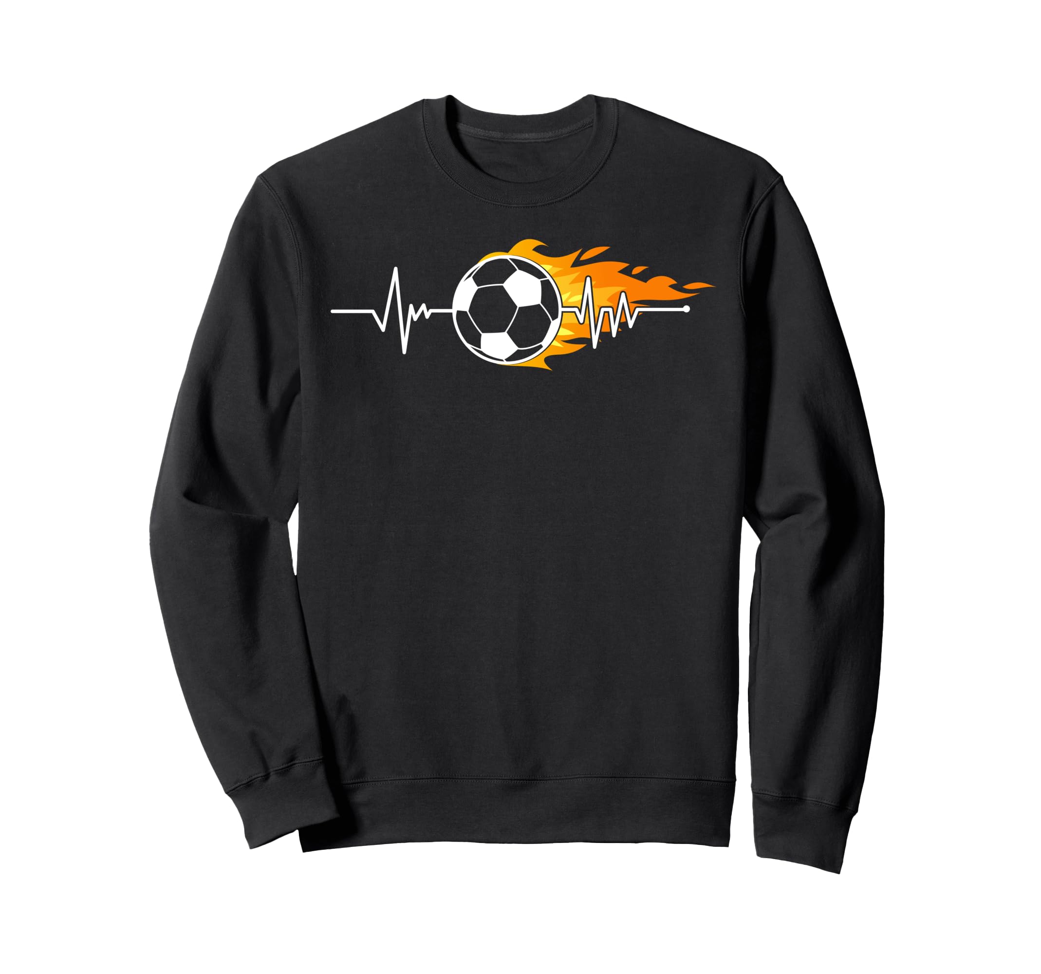Soccer Heartbeat Pulse Flaming Sweatshirt - Casual Everyday Wear Unisex