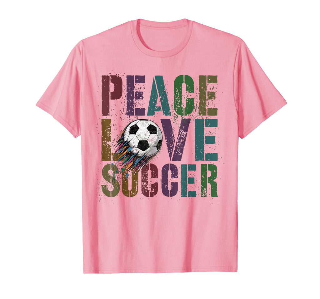 Groovy Peace Love Soccer Kickin T-Shirt - Casual Everyday Wear Men Women