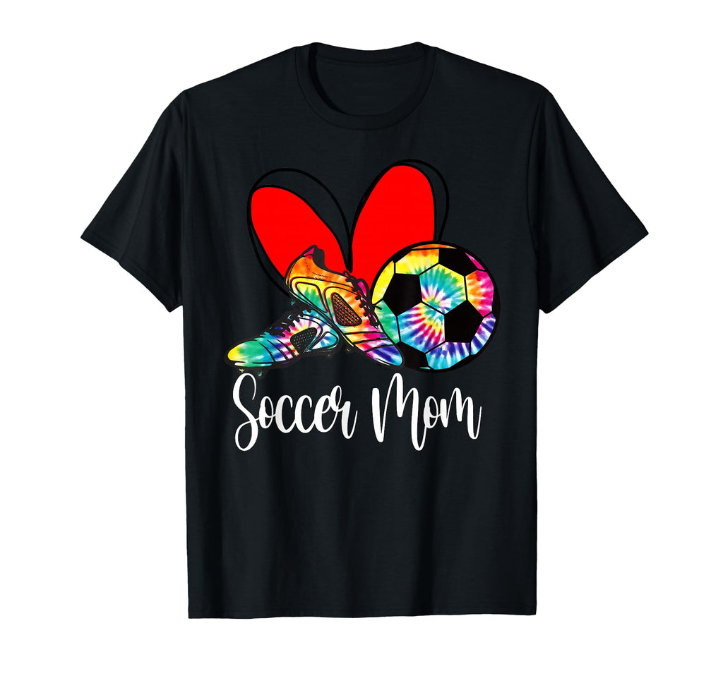 Soccer Mom Tie Dye Heart Ball Cleats Mama T-Shirt - Novelty Apparel Unisex
