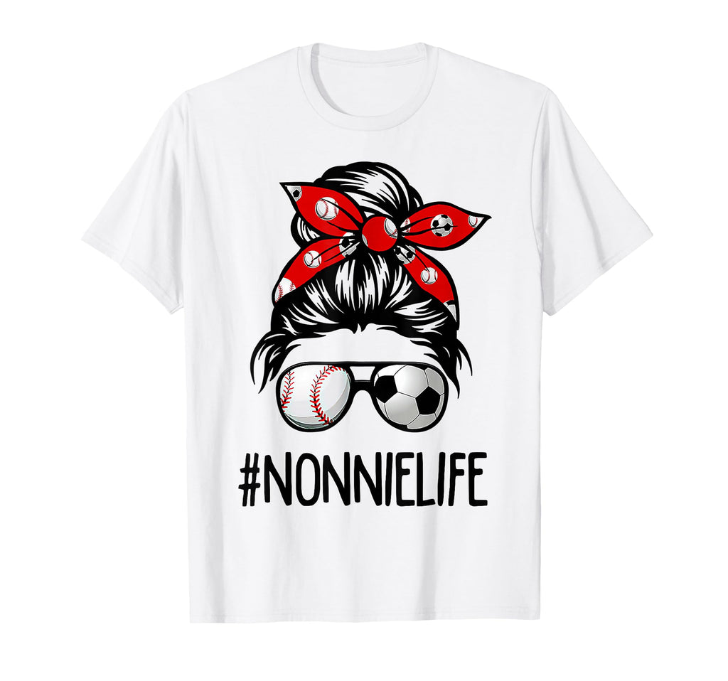 Classy Nonnie Life Soccer Messy Bun T-Shirt - Custom Art Print Men Women