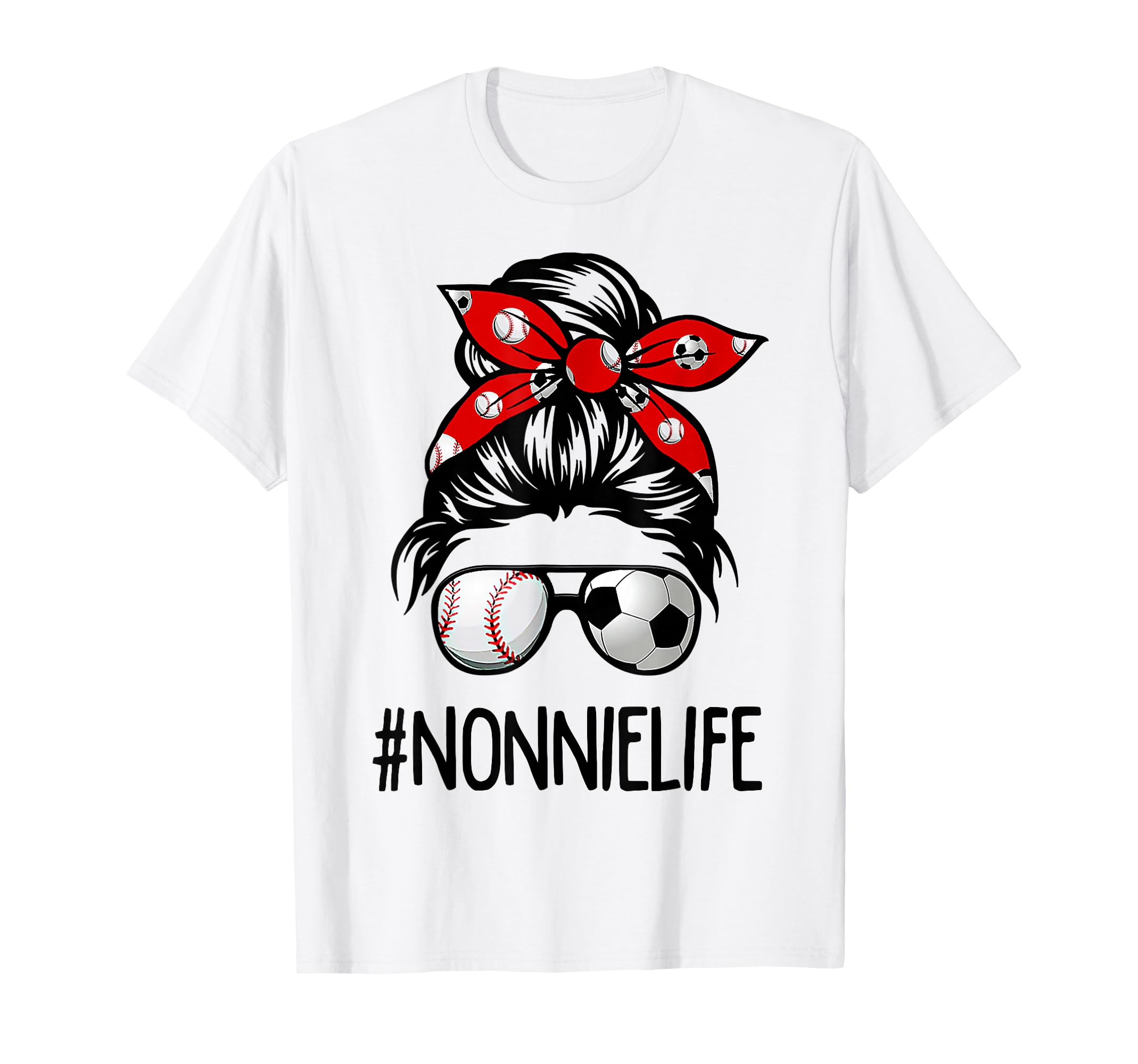 Classy Nonnie Life Soccer Messy Bun T-Shirt - Custom Art Print Men Women