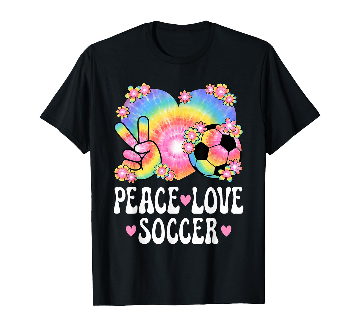 Peace Love Soccer Lover 60S 70S Hippie T-Shirt - Novelty Apparel Men Women