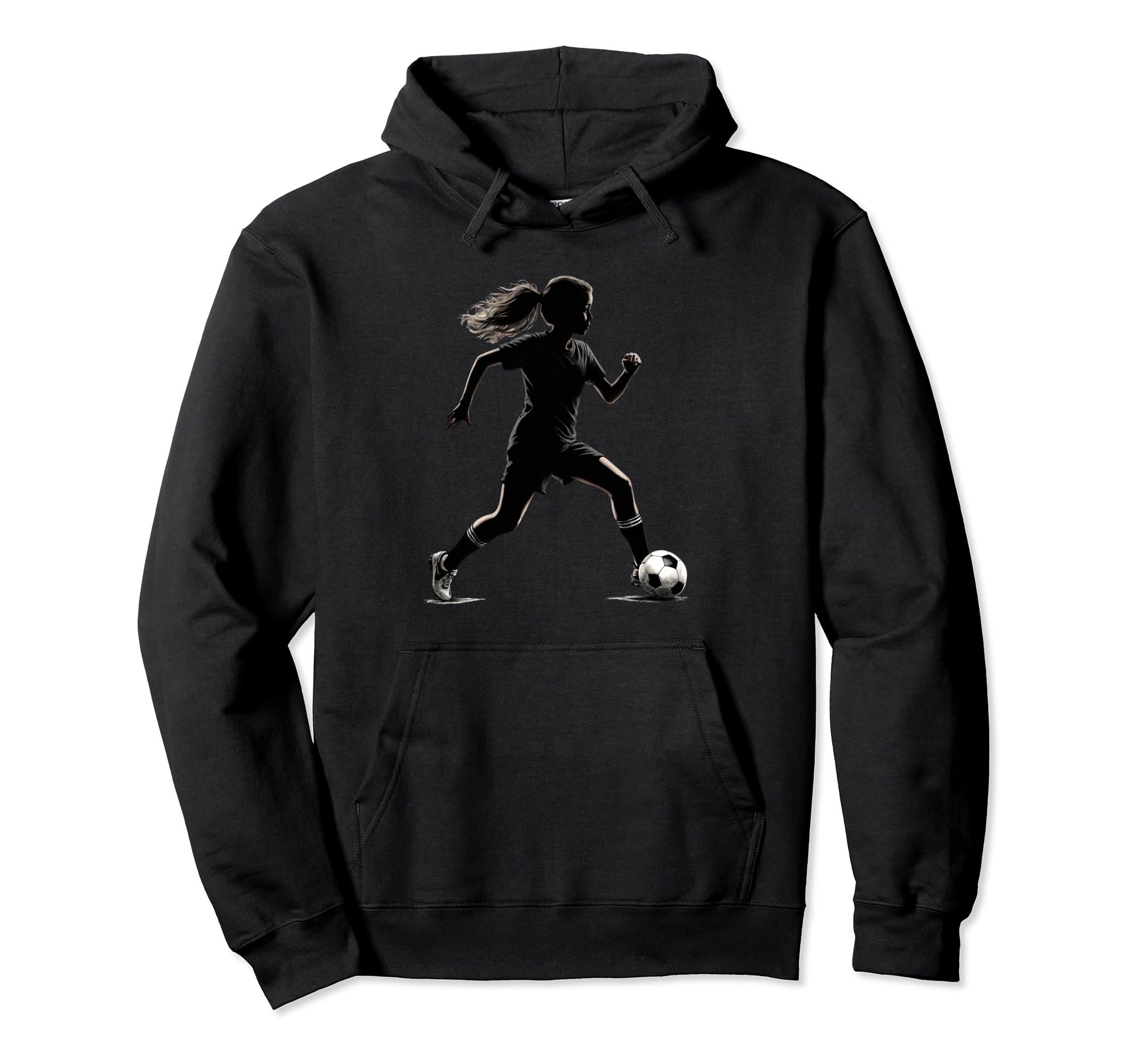 Soccer Player Silhouette Womens Soccer Hoodie - Trendy Graphic for Adults