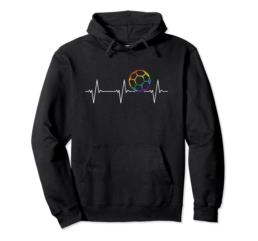 I Love Soccer Heartbeat Rainbow Flag Hoodie - Fun Novelty Design Unisex