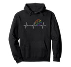 I Love Soccer Heartbeat Rainbow Flag Hoodie - Fun Novelty Design Unisex