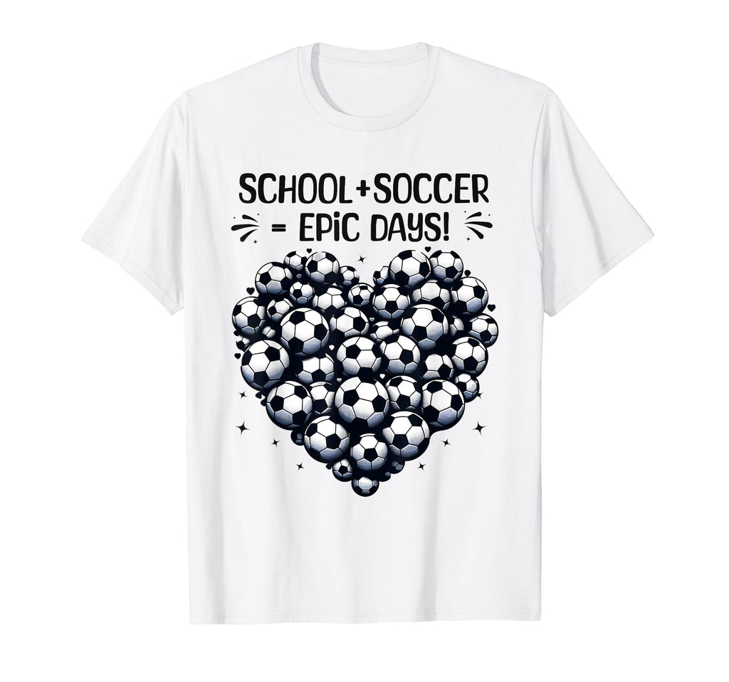 100 Days School Soccer Heart Love 100Th T-Shirt - Novelty Apparel Unisex