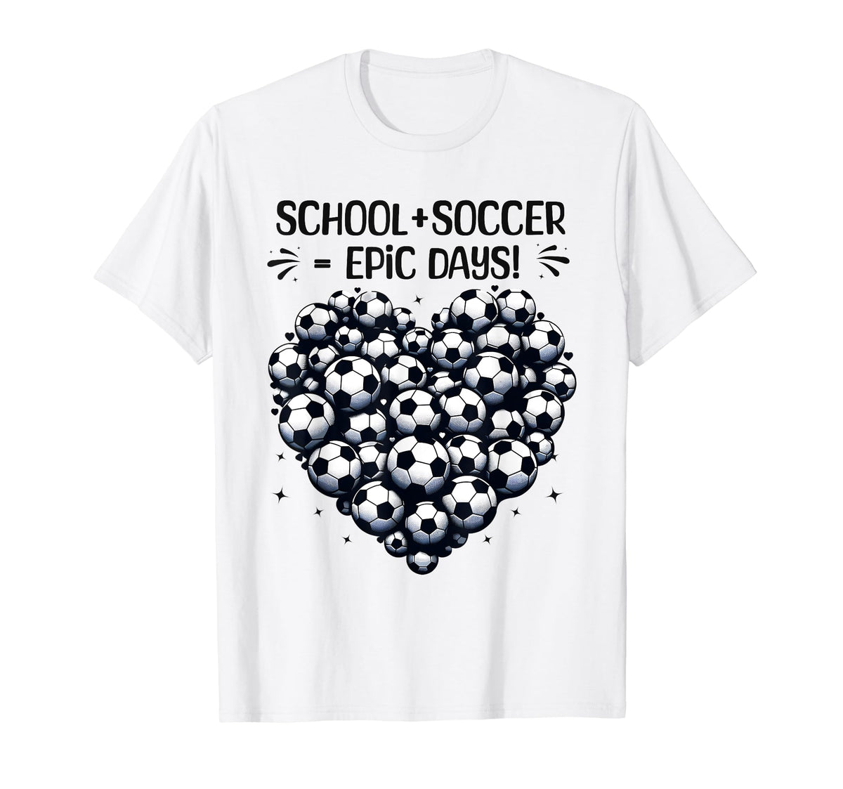 100 Days School Soccer Heart Love 100Th T-Shirt - Novelty Apparel Unisex