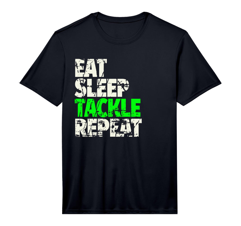 Eat Sleep Tackle Repeat Funny Football T-Shirt - Fun Novelty Design Unisex