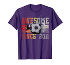 Awesome Since 2011 Birthday Soccer Lover T-Shirt - Trendy Graphic Unisex