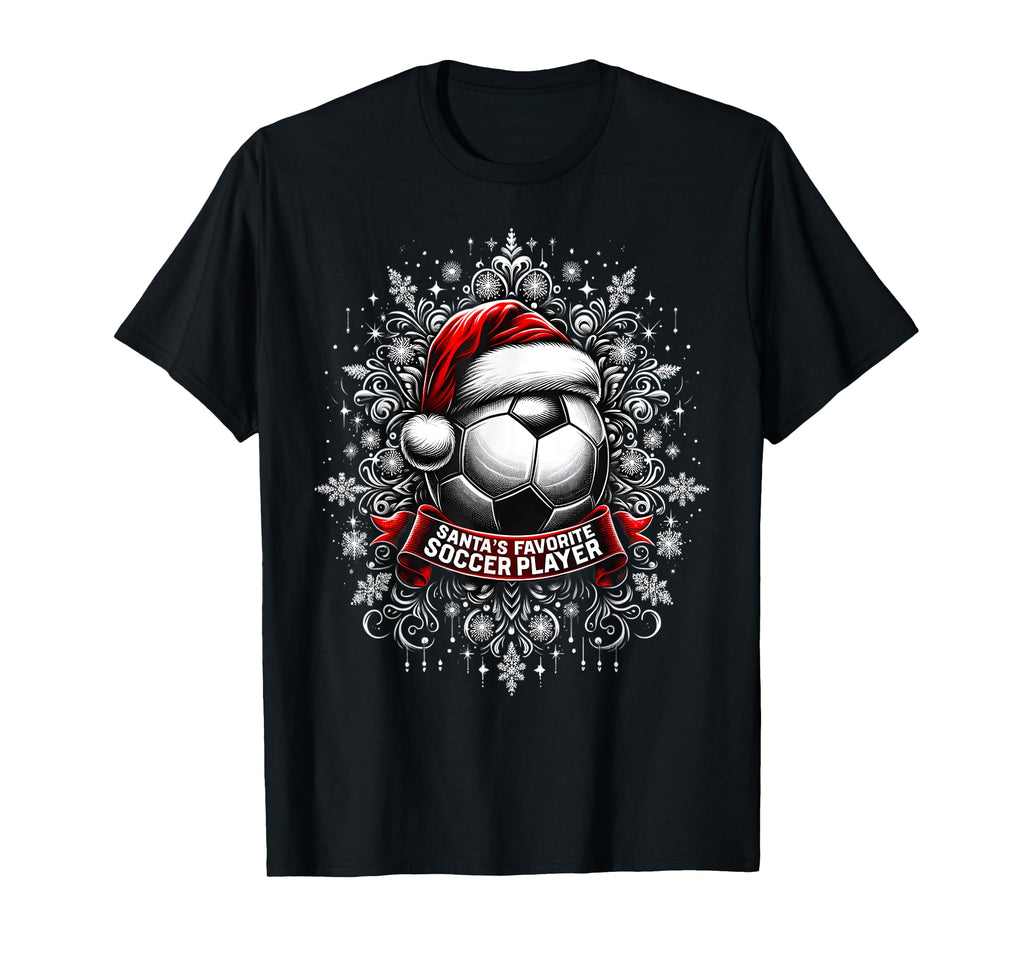 Soccer Santas Favorite Player T-Shirt - Graphic Print for Adults