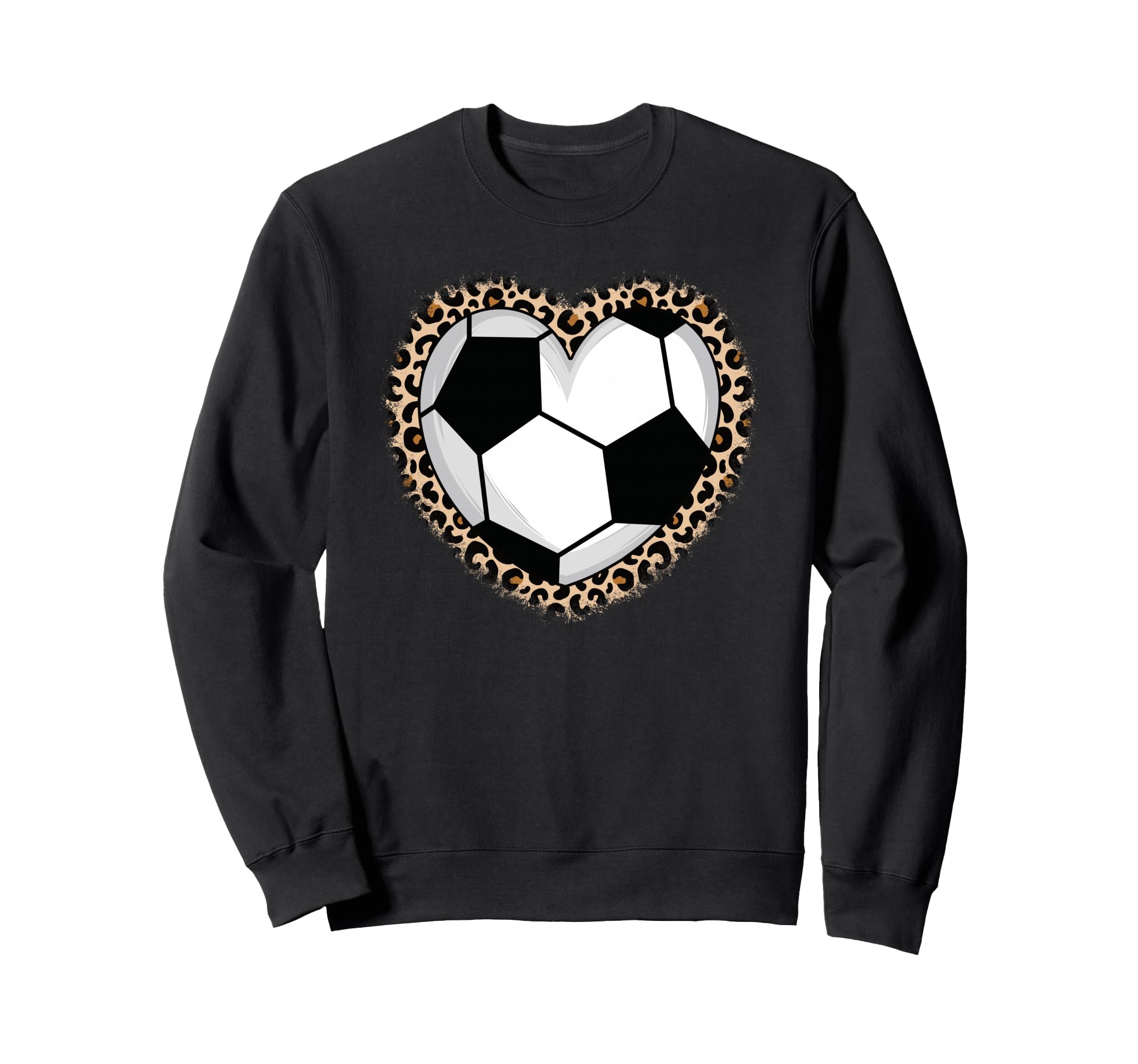 Soccer Heart Leopard Soccer Sweatshirt - Unique Graphic Men Women