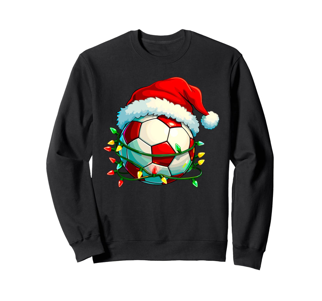 Funny Soccer Lights Santa Hat Sweatshirt - Custom Art Print Men Women