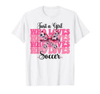 Just Who Loves Soccer Coquette Bow T-Shirt - Fun Novelty Design for Adults
