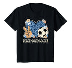 Peace Love Soccer Lover Outfit T-Shirt - Aesthetic Graphic for Adults