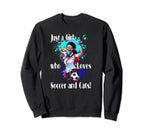 Just Who Loves Soccer And Cats Anime Sweatshirt - Unique Graphic Men Women