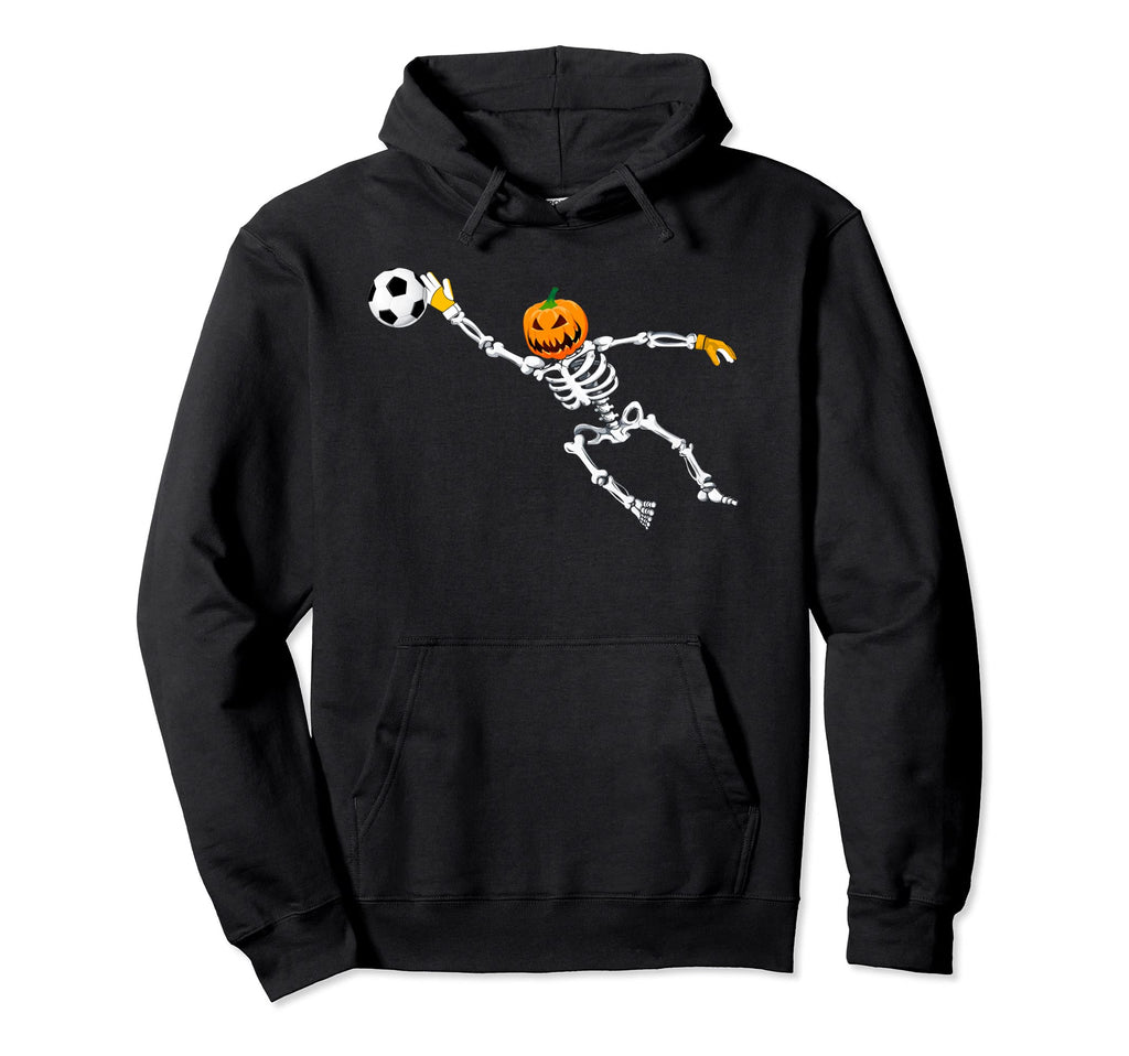 Skeleton Soccer Goalkeeper Halloween Hoodie - Minimalist Print Men Women