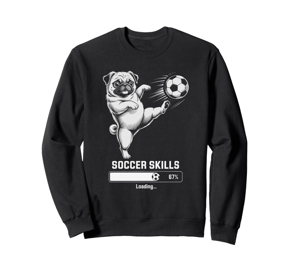 Kawaii Pug Soccer Skills Loading Dog Sweatshirt - Aesthetic Graphic Unisex