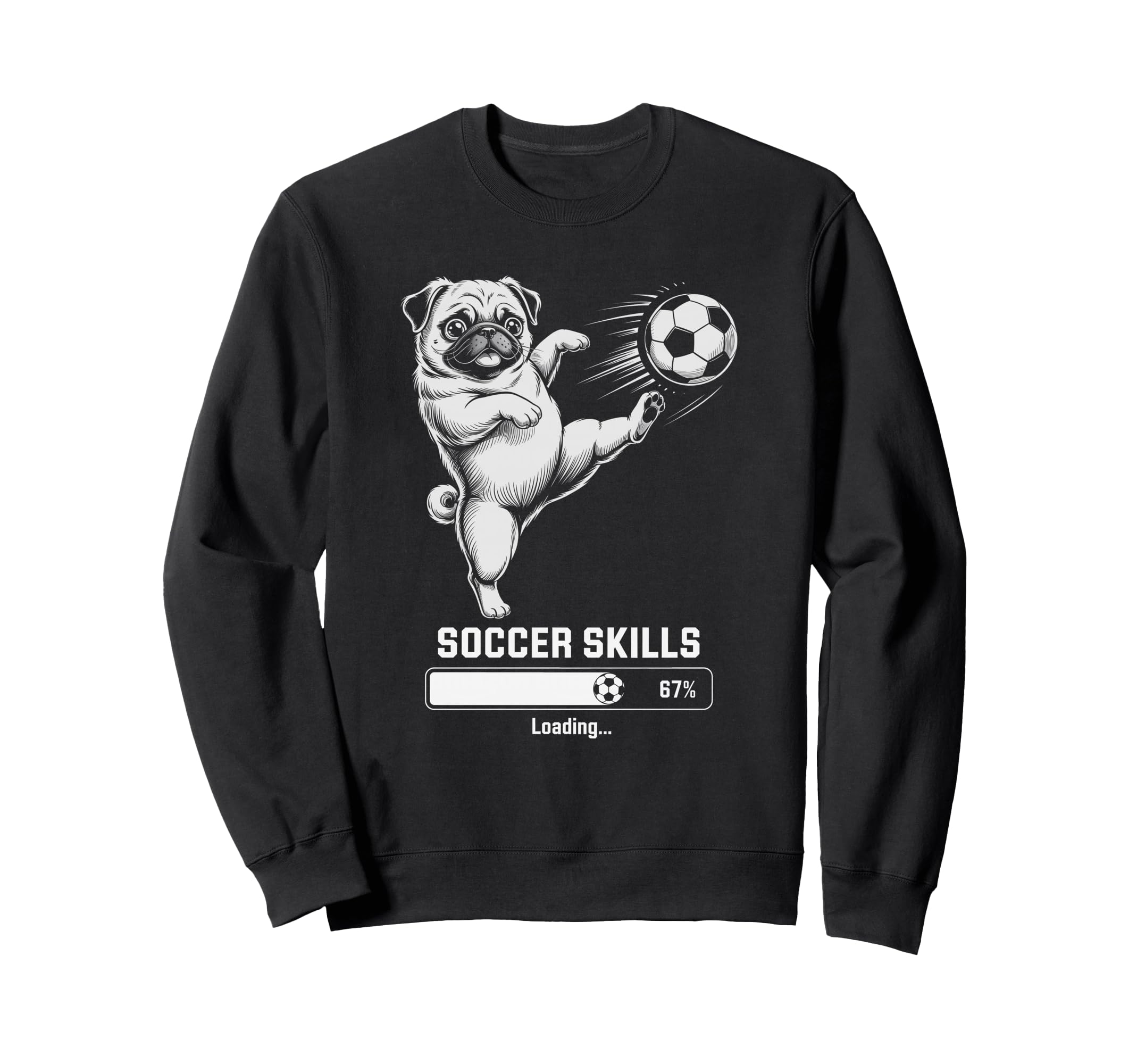 Kawaii Pug Soccer Skills Loading Dog Sweatshirt - Aesthetic Graphic Unisex