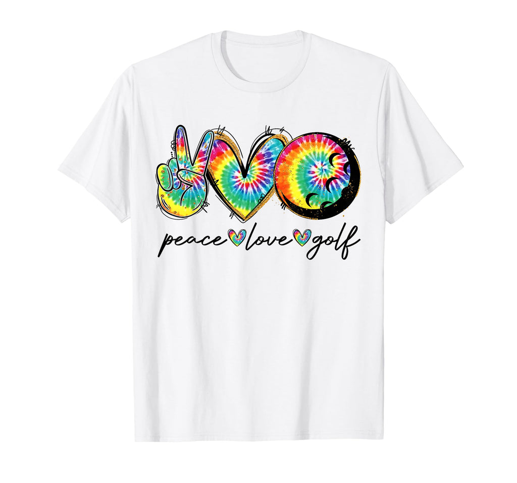 Peace Love Golf Funny Tie Dye T-Shirt - Casual Everyday Wear for Adults