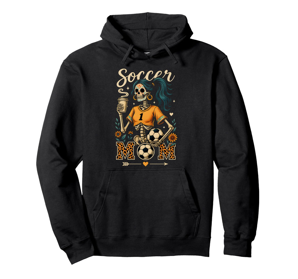 Soccer Mom Skeleton Coffee Leopard Halloween Hoodie - Unique Graphic Unisex