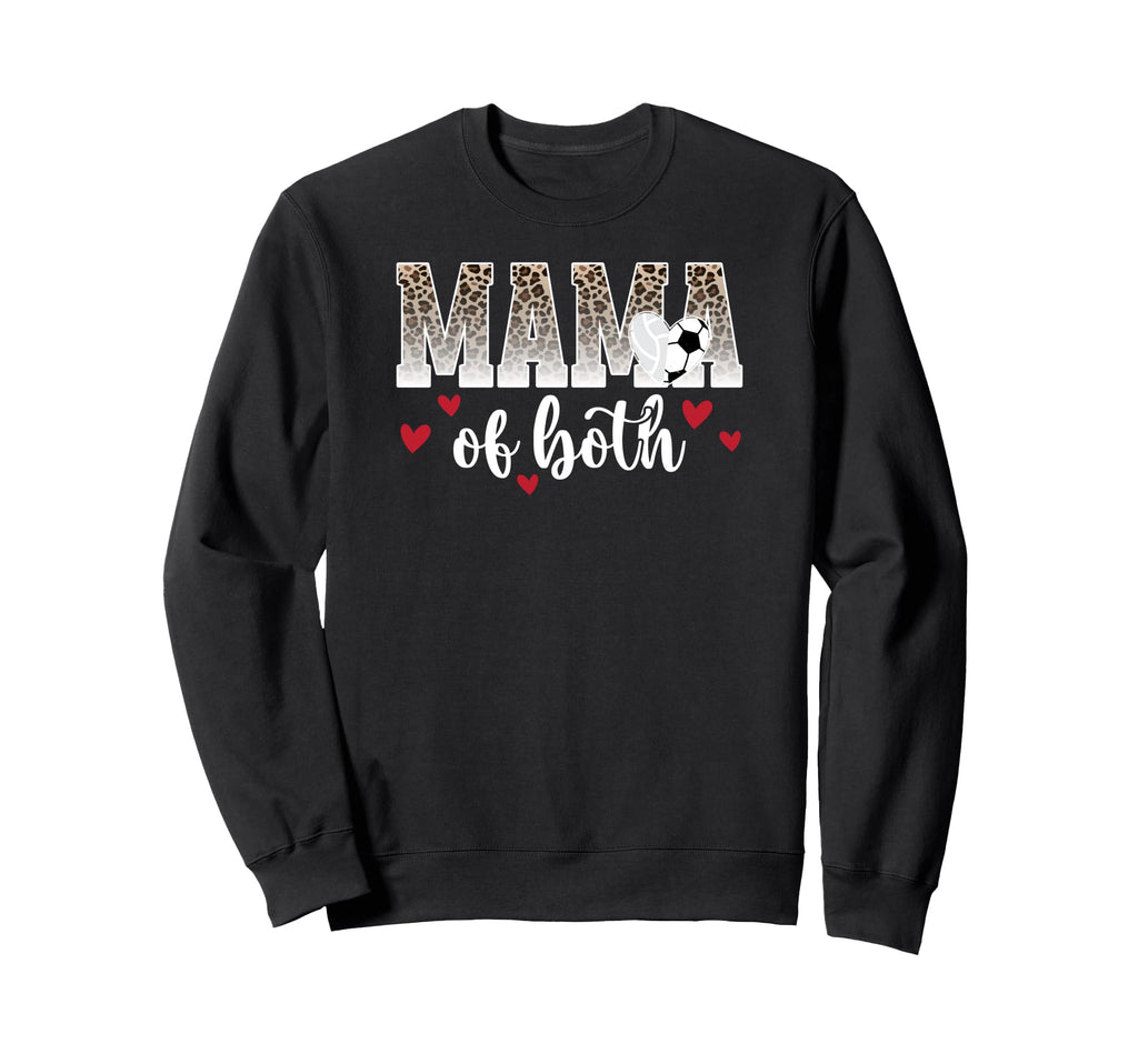 Mama Both Leopard Volleyball Soccer Mom Sweatshirt - Unique Graphic Unisex