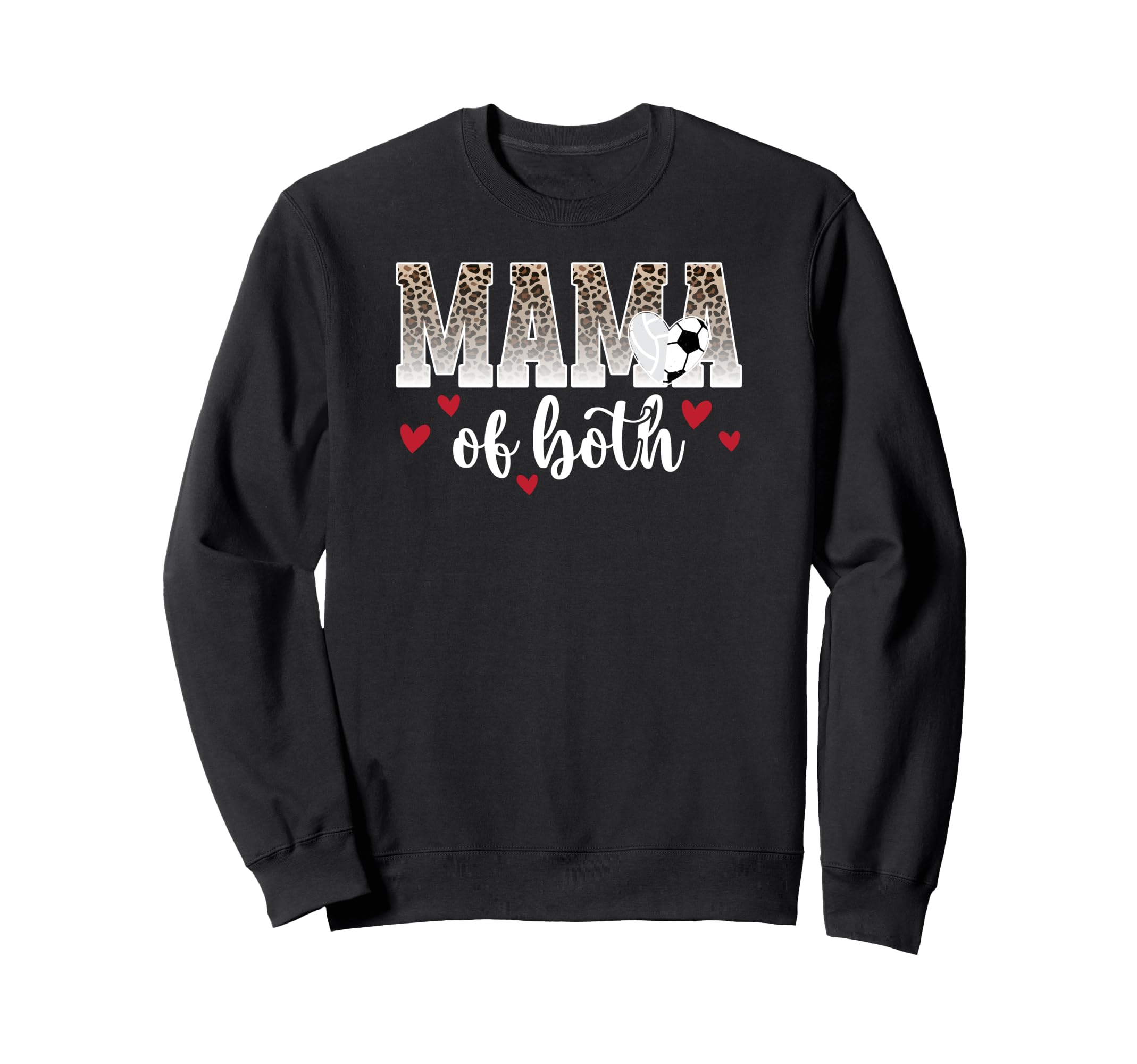 Mama Both Leopard Volleyball Soccer Mom Sweatshirt - Unique Graphic Unisex