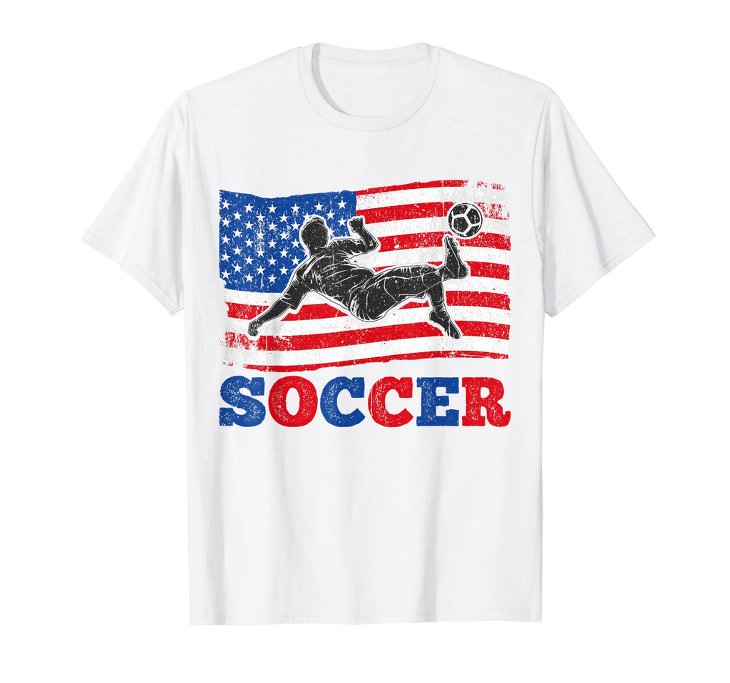 Soccer Us Flag Athlete Sports T-Shirt - Fun Novelty Design Men Women