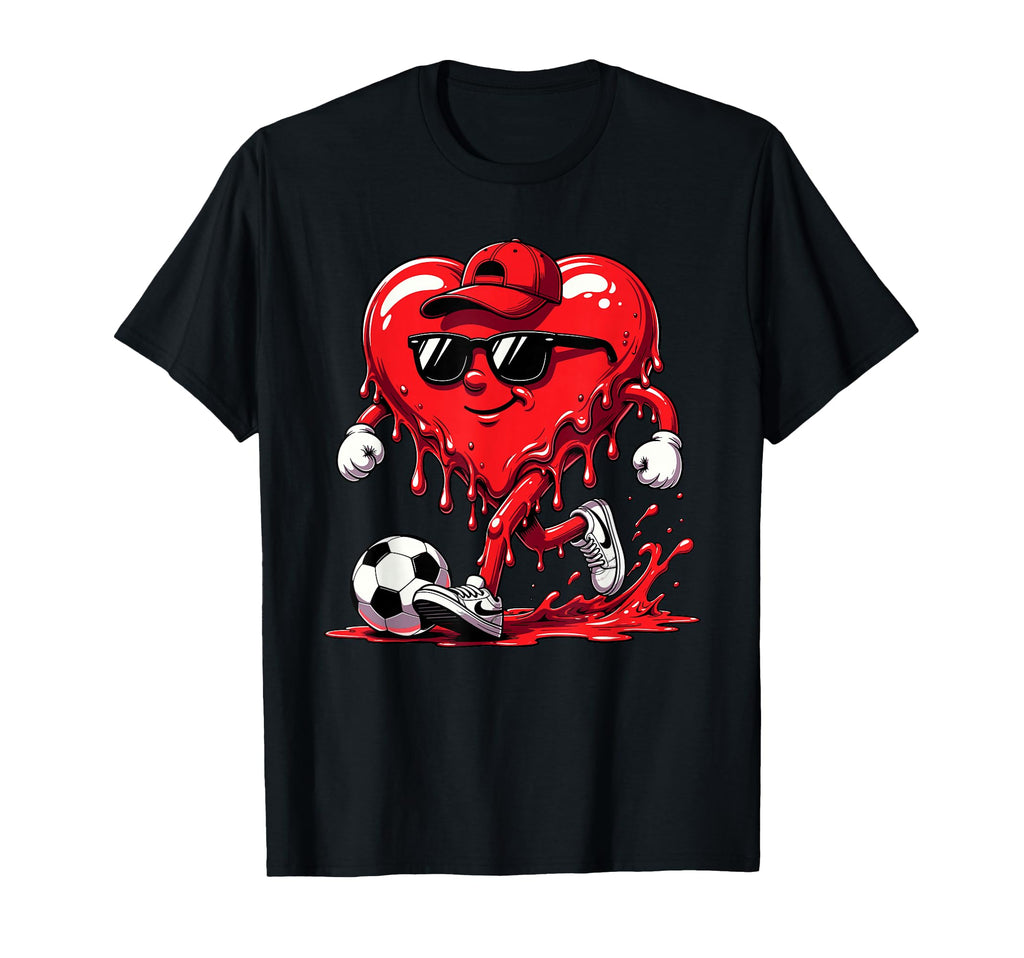 Valentine Soccer Heart Drip Sport T-Shirt - Fun Novelty Design Men Women